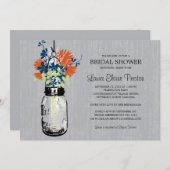 Invitation Rustique Mason Jar et Fleur sauvage (Devant / Derrière)