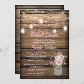 Invitation Rustique Mason Jar Fleur sauvage Grange Fête des m (Devant / Derrière)