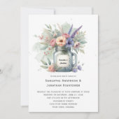 Invitation Rustique Mason Jar Floral Bouquet Mariage | (Devant)