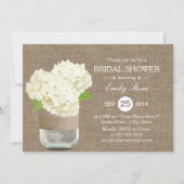 Invitation Rustique Mason Jar & Hydrangea Burlap Fête des mar (Devant)