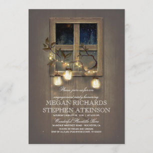 Invitation Rustique Mason Jar illumine la fête d'engagement d