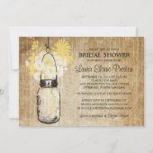 Invitation Rustique Mason Jar Jaune Fête des mariées florale (Devant)