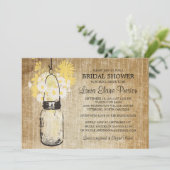 Invitation Rustique Mason Jar Jaune Fête des mariées florale (Debout devant)