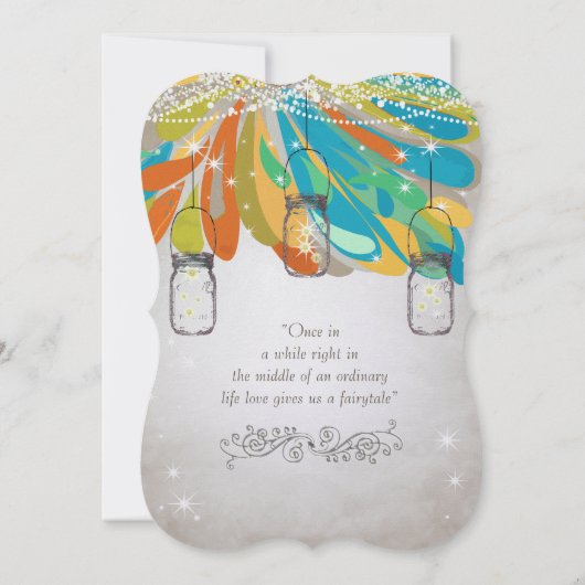 Invitation Rustique Mason Jar Jaune Orange Turquoise conte (Dos)