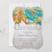 Invitation Rustique Mason Jar Jaune Orange Turquoise conte (Devant)