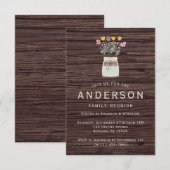 Invitation Rustique Mason Jar Réunion de famille Fleur sauvag (Devant / Derrière)