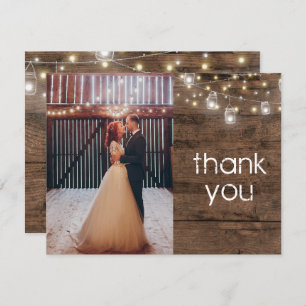 Invitation Rustique Mason Jar String Lumières Merci photo