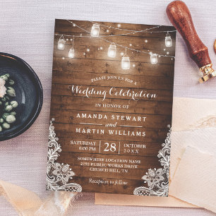 Invitation Rustique Mason Jar String Mariage campagnard de de