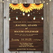 Invitation Rustique Mason Jar Sunflower Lumières Mariage
