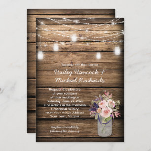 Invitation Rustique Mason Jars illumine Fleur sauvage Barne M