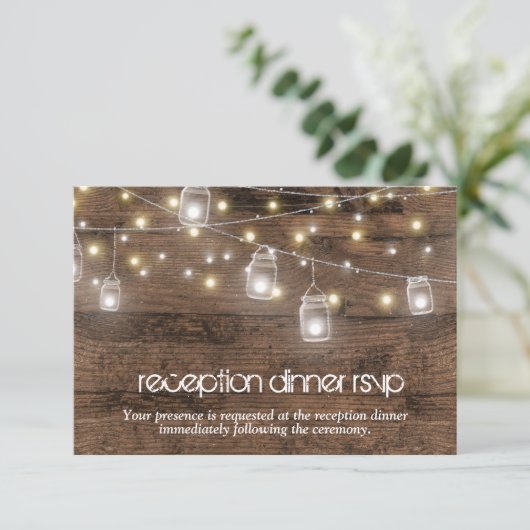 Invitation Rustique Mason Lights Réception Dîner RSVP Entree (Debout devant)