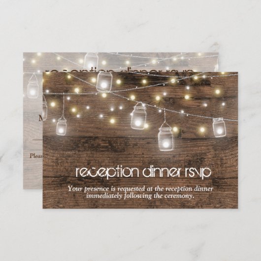 Invitation Rustique Mason Lights Réception Dîner RSVP Entree (Devant / Derrière)