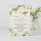 Invitation Rustique Mexicain Twin Boy Baptême et troisième an (Debout devant)