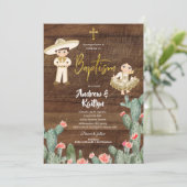 Invitation Rustique Mexicaine Gold Charro Garçon fille Twin B (Debout devant)