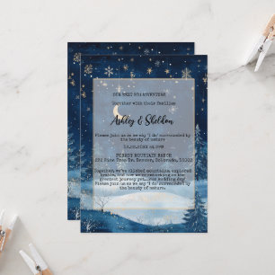 Invitation Rustique Midnight Blue Winter Forest Starry Mariag
