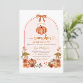 Invitation Rustique mignon Bow Petit Baby shower Citrouille (Debout devant)