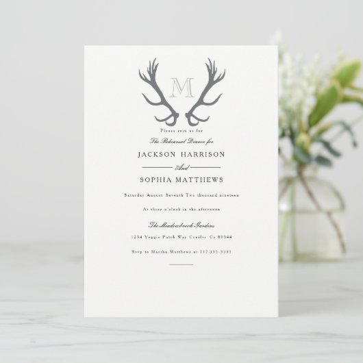 Invitation Rustique Minimal Antler & Mariage Initi (Debout devant)