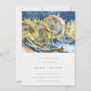 Invitation Rustique minimal Bleu Jaune Tournesol Enregistrer