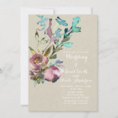 Invitation Rustique moderne aquarelle Mariage floral (Devant)