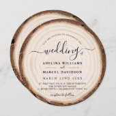 Invitation Rustique Moderne Bois Naturel Élégant Mariage de g (Devant / Derrière)