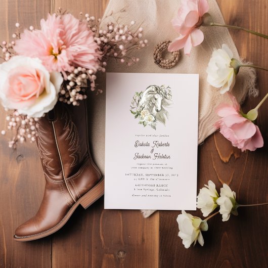 Invitation Rustique moderne Cheval de pays Mariage Floral