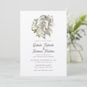 Invitation Rustique moderne Cheval de pays Mariage Floral (Debout devant)