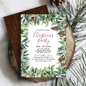 Invitation Rustique moderne en bois Wreath Script fête de Noë