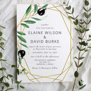 Invitation Rustique Moderne Géométrique Branches En Olive Mar