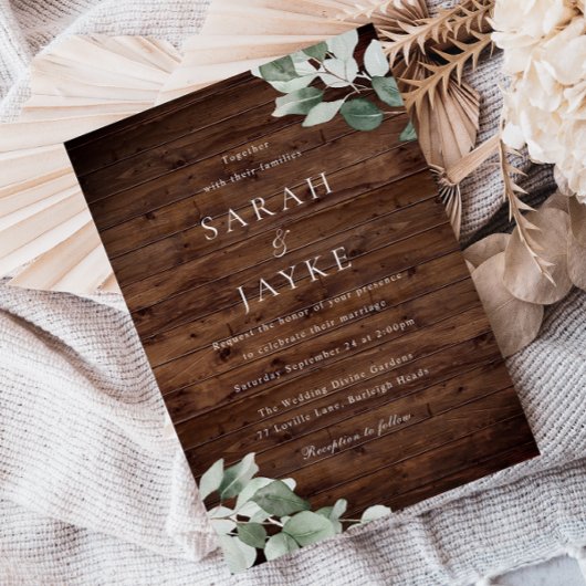 Invitation Rustique moderne Mariage feuille verte