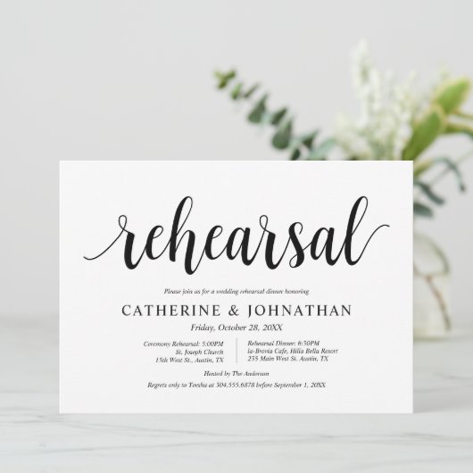 Invitation Rustique moderne, répétition Mariage et dîner (Debout devant)