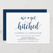 Invitation Rustique moderne, scénario bleu marine, Elopement  (Devant / Derrière)