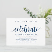 Invitation Rustique moderne, Script bleu marine, Elopement Ma (Debout devant)