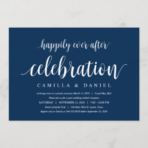 Invitation Rustique moderne, Script bleu marine, Elopement Ma