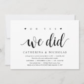 Invitation Rustique moderne, Script noir, Elopement Mariage (Devant)