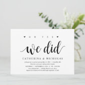 Invitation Rustique moderne, Script noir, Elopement Mariage (Debout devant)