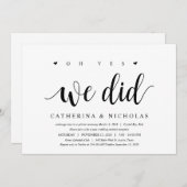 Invitation Rustique moderne, Script noir, Elopement Mariage (Devant / Derrière)