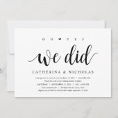 Invitation Rustique moderne, Script noir, Elopement Mariage (Devant)