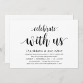 Invitation Rustique moderne, Script noir, Elopement Mariage (Devant / Derrière)