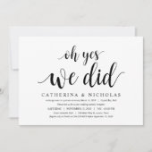 Invitation Rustique moderne, Script noir, Elopement Mariage (Devant)