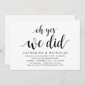 Invitation Rustique moderne, Script noir, Elopement Mariage (Devant / Derrière)