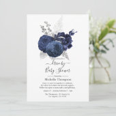 Invitation Rustique Navy & Faux Paillettes Argent Drive By Sh (Debout devant)