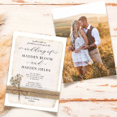 Invitation Rustique Neutral Twine Burlap Eco Boho Mariage pho
