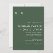 Invitation Rustique Neutral Vert moderne Monogramme Mariage (Devant)
