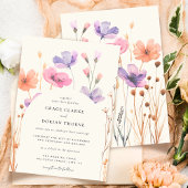 Invitation Rustique Neutre Boho Floral Mariage blanc ivoire