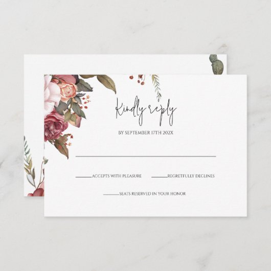Invitation Rustique Neutre Boho Floral RSVP (Devant / Derrière)