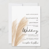 Invitation Rustique Neutre Terme Boho Pampas Mariage Grass da (Devant)