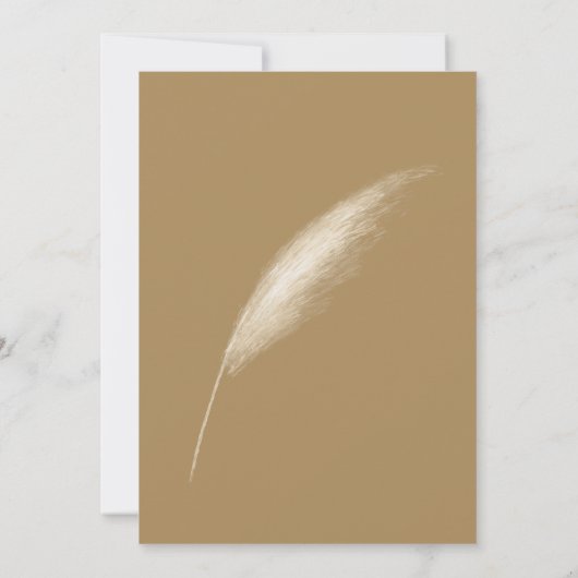 Invitation Rustique Neutre Terre Boho Pampas Mariage herbe (Dos)