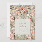 Invitation Rustique Neutre Tons Terre Floral Boho Mariage (Devant)