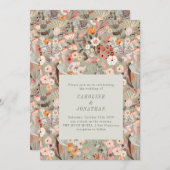 Invitation Rustique Neutre Tons Terre Floral Boho Mariage (Devant / Derrière)