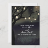 Invitation Rustique Night Tree & Mason Jar Lumières Mariage (Devant)